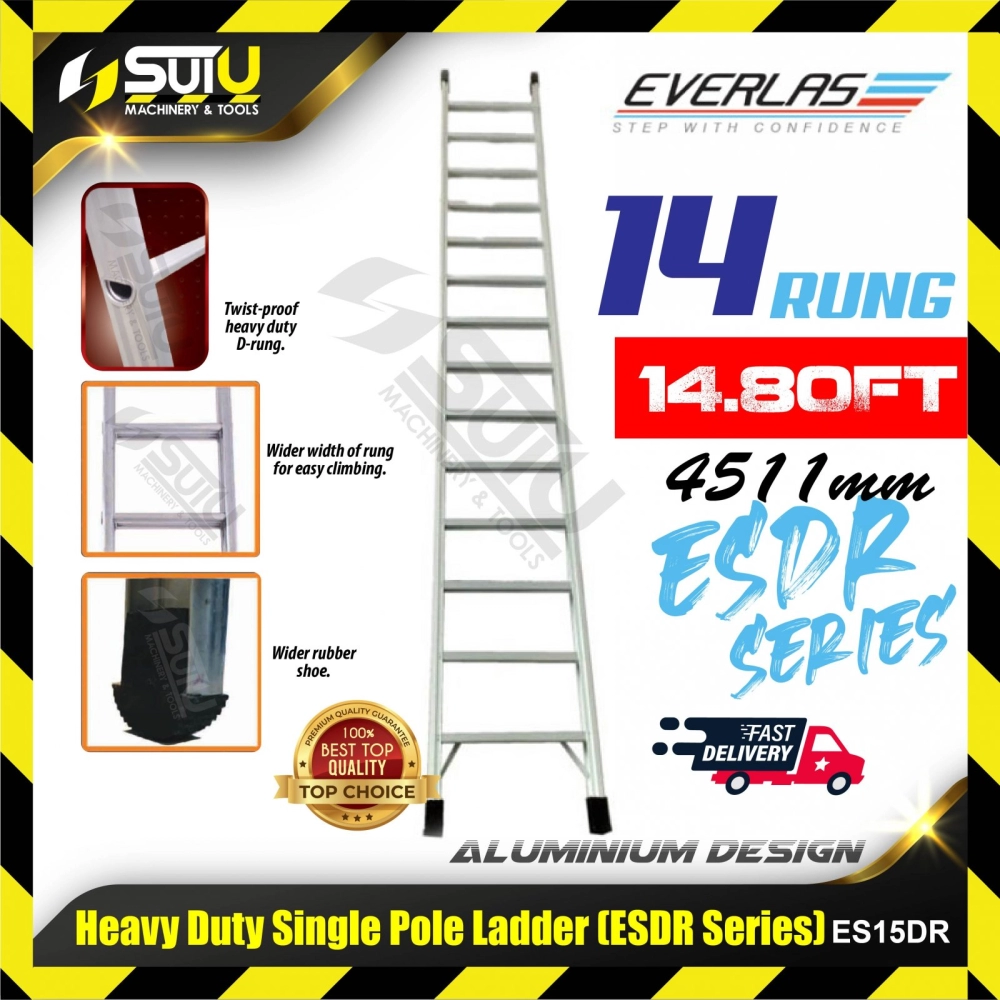 EVERLAS ES15DR 14 Rung 4511MM Heavy Duty Single Pole Ladder 