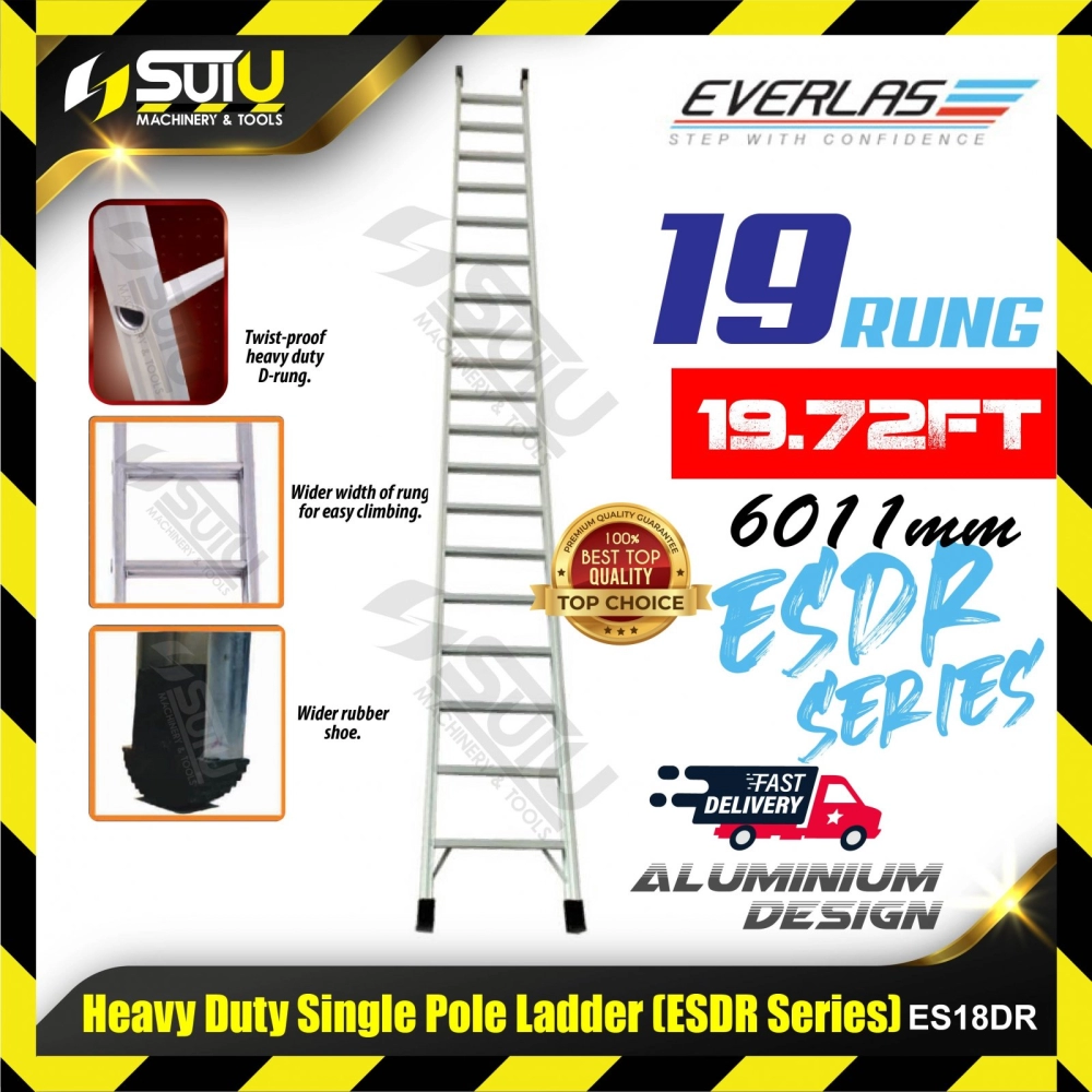 EVERLAS ES20DR 19 Rung 6011MM Heavy Duty Single Pole Ladder 
