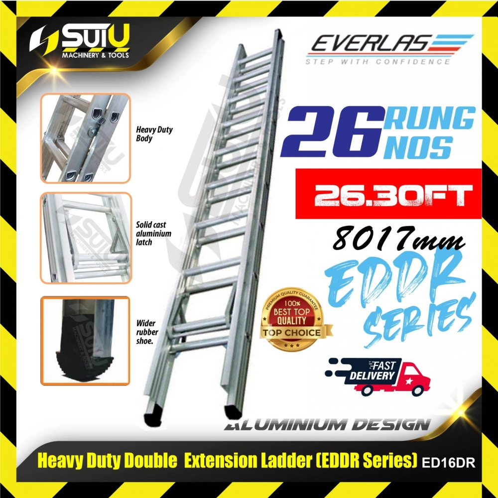 EVERLAS ED16DR 26 Rung 8017MM Heavy Duty Double Extension Ladder