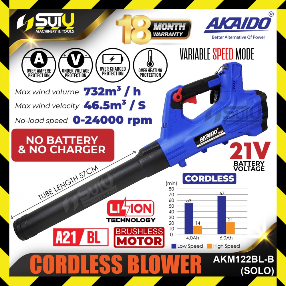 AKAIDO AKM122BL / AKMD122BL 21V Brushless Cordless Blower 24000RPM (SOLO - No Battery & Charger)