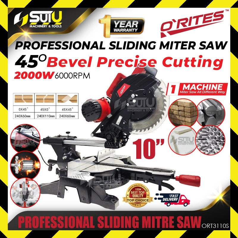 O'RITES / ORITES ORT-3110S / ORT3110S 10" Professional Sliding Mitre Saw 2000W 6000RPM