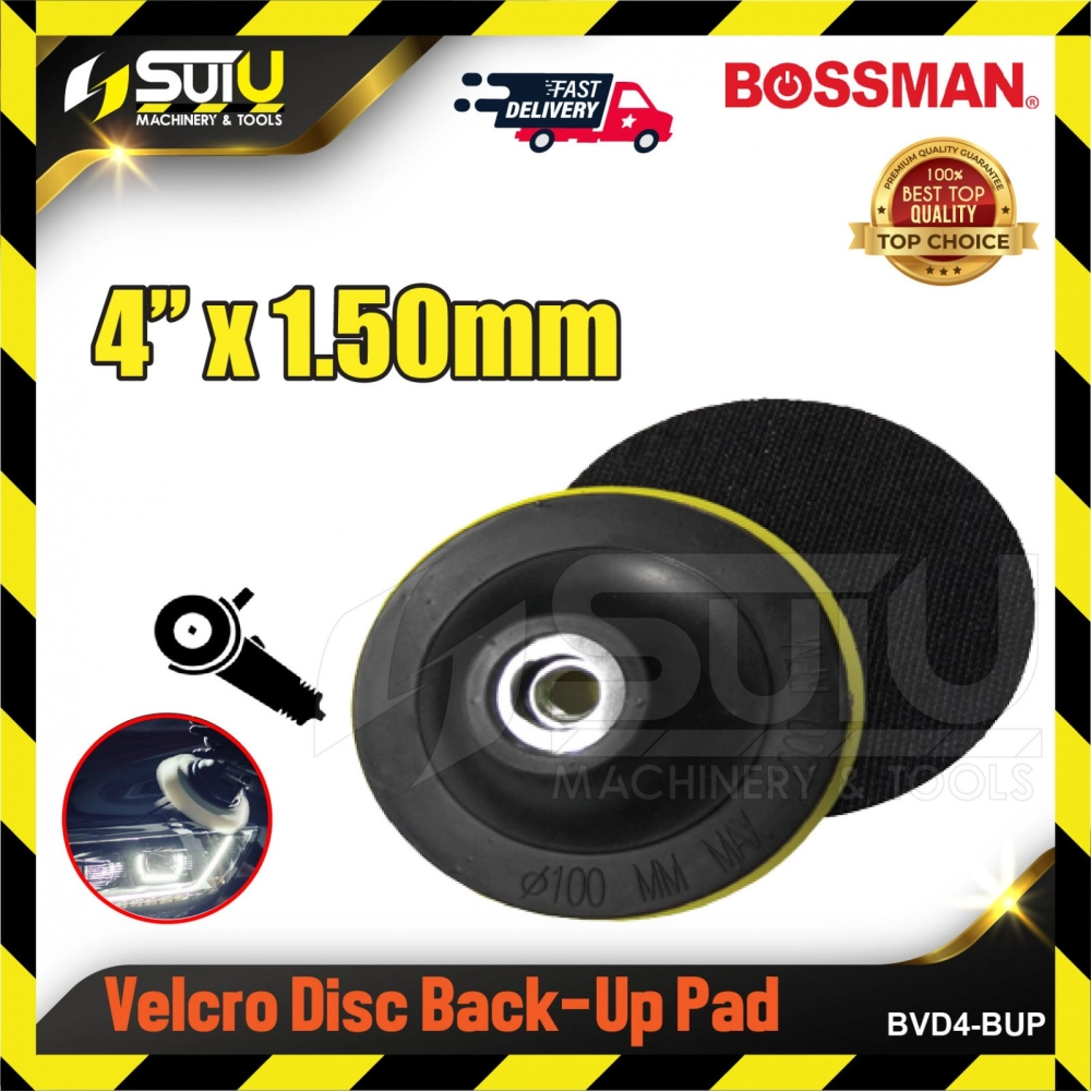 BOSSMAN BVD4-BUP 4" x 1.5MM Velcro Disc Back-Up Pad (Hook & Loop)