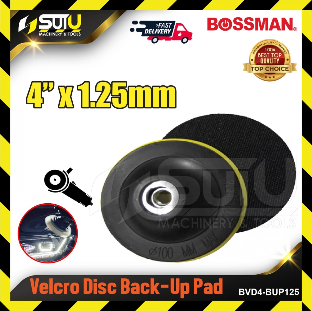 BOSSMAN BVD4-BUP125 4" x 1.25MM Velcro Disc Back-Up Pad (Hook & Loop)