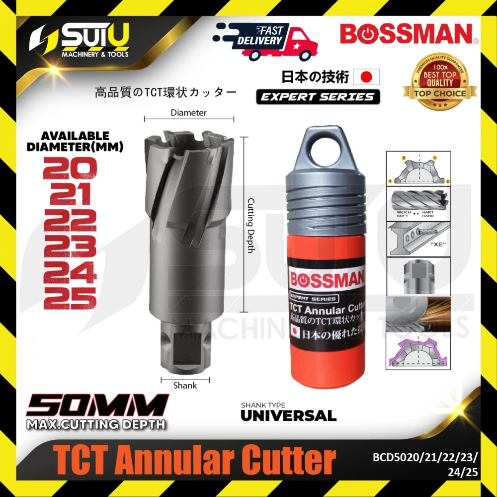 BOSSMAN BCD5020/ 5021/ 5022/ 5023/ 5024/ 5025 1PCS 50MM Expert Series TCT Annular Cutter (20-25MM)