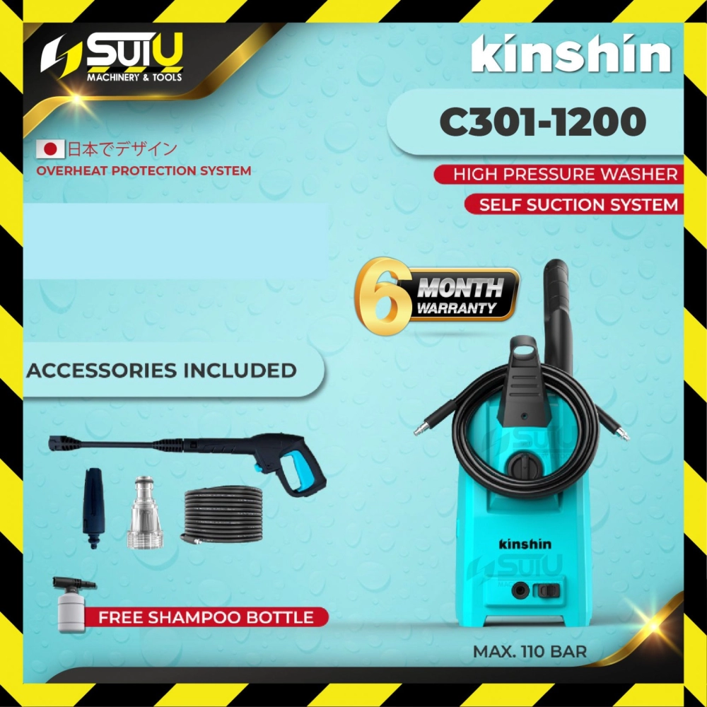 [NEW] KINSHIN C301-1200 110Bar High Pressure Washer with Accessories