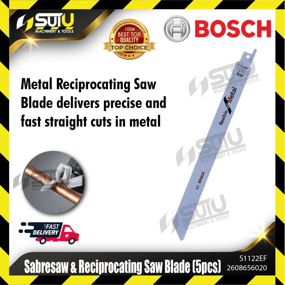 BOSCH 2608656020 (S1122EF) 5PCS Sabresaw & Reciprocating Saw Blade (Flexible for Metal)