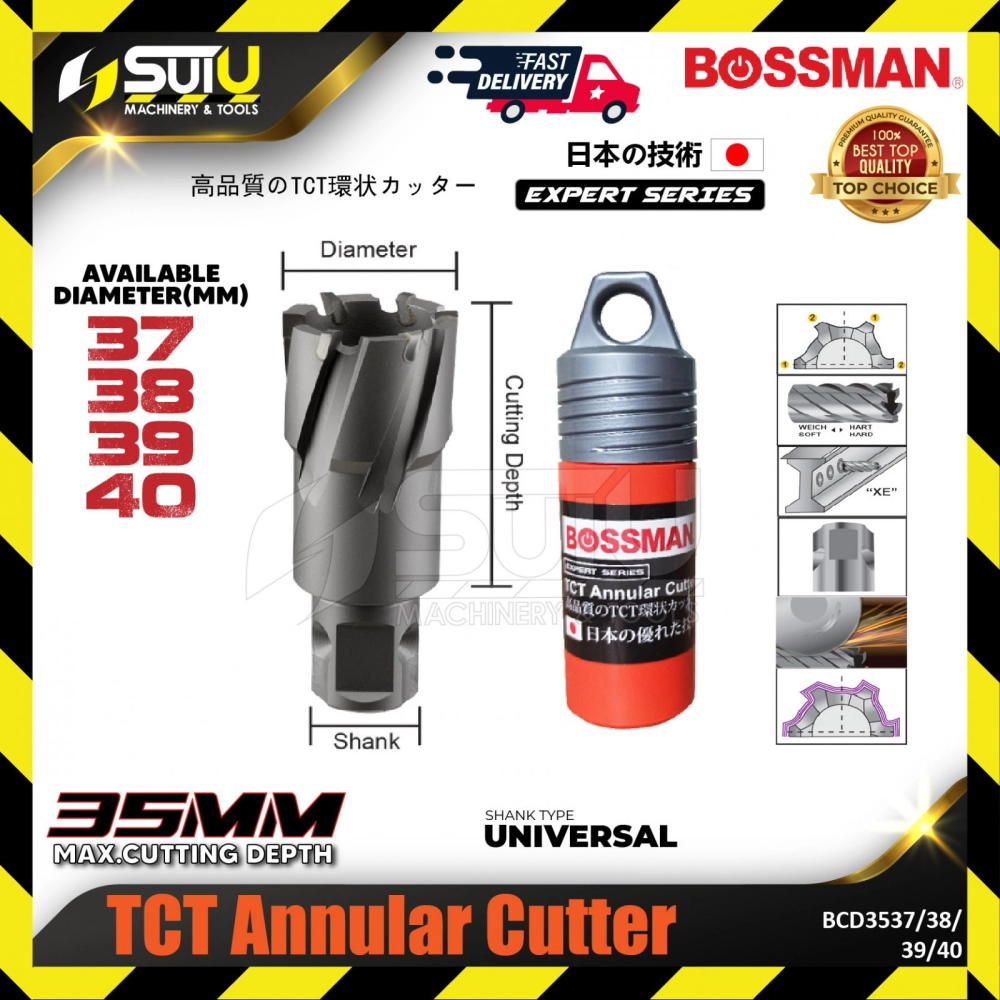 BOSSMAN BCD3537/ 3538/ 3539/ 3540 1 1PCS 35MM Expert Series TCT Annular Cutter (37-40MM)