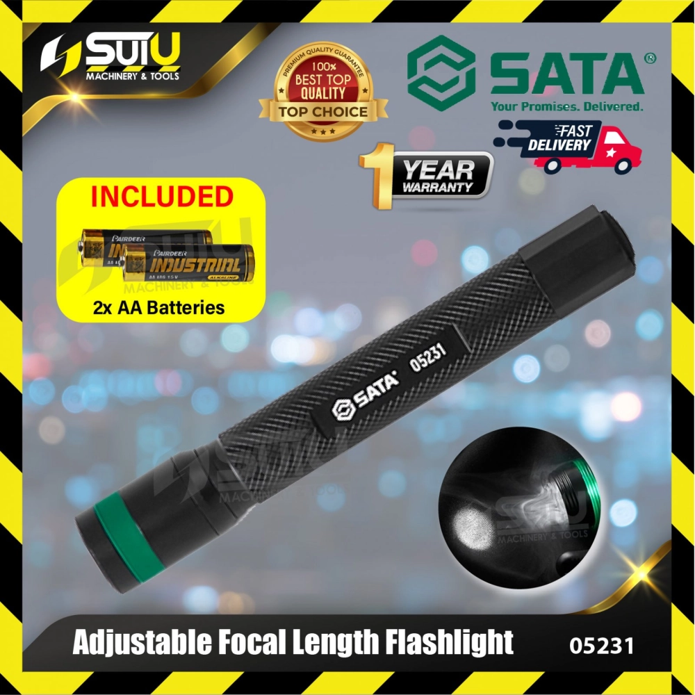 SATA 05231 Adjustable Focal Length Flashlight with 2 x AA Batteries