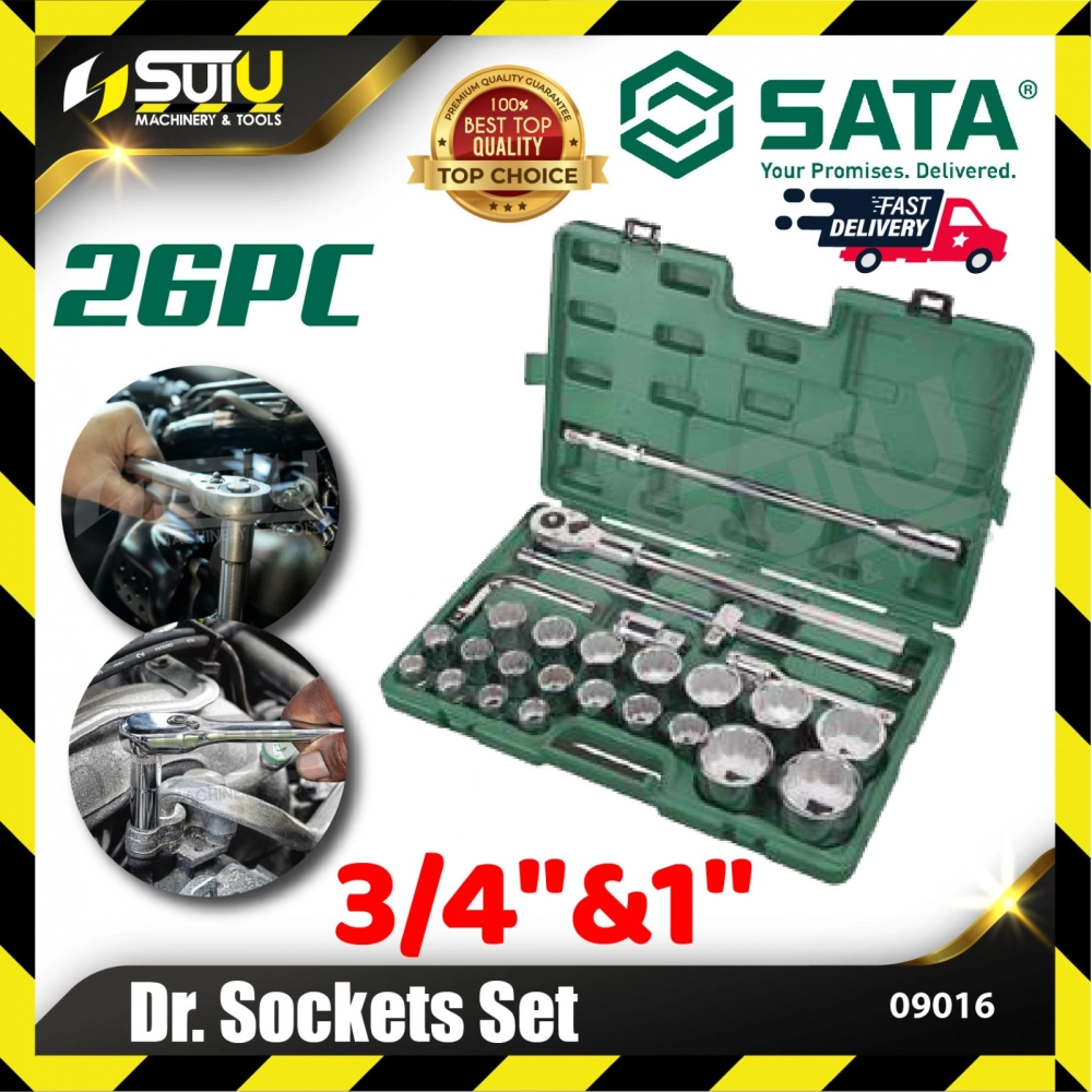 SATA 09016 26PCS 3/4" & 1" Heavy Duty Dr Sockets Set