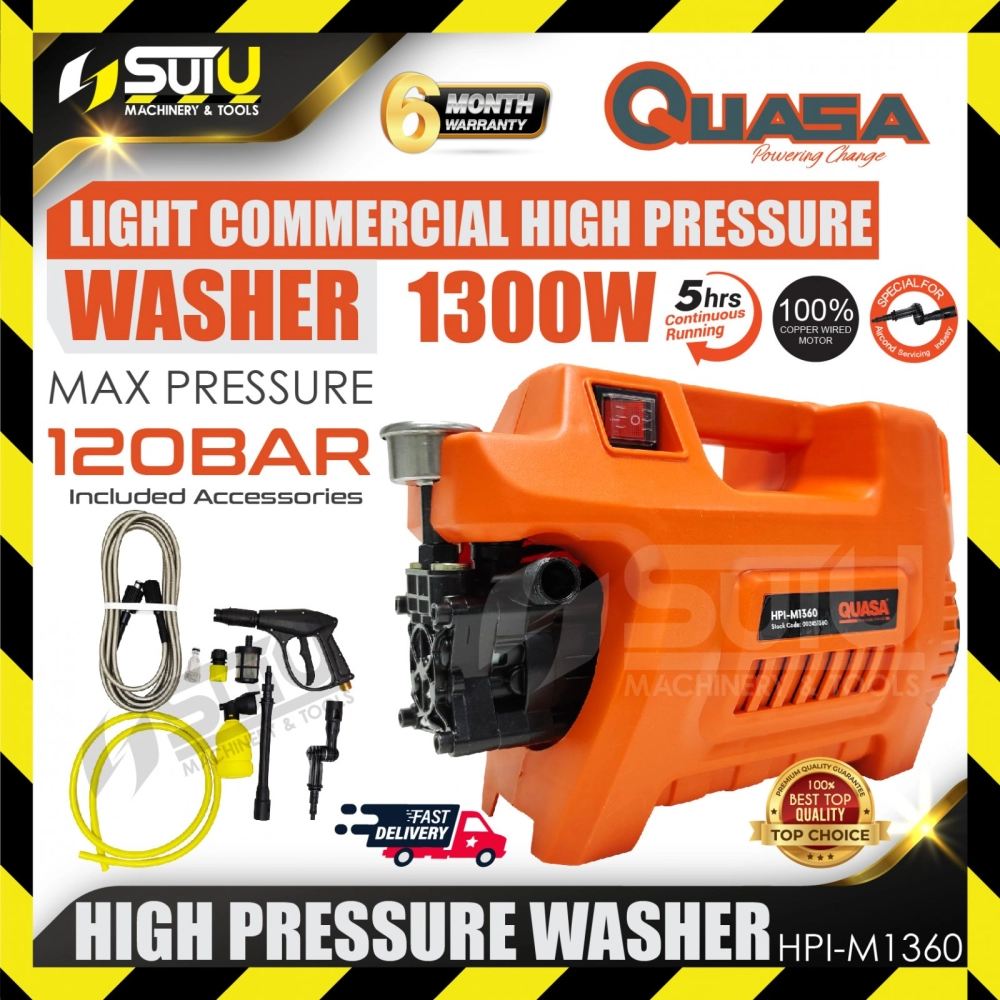 QUASA HPI-M1360 120Bar High Pressure Washer w/ Accessories 1300W