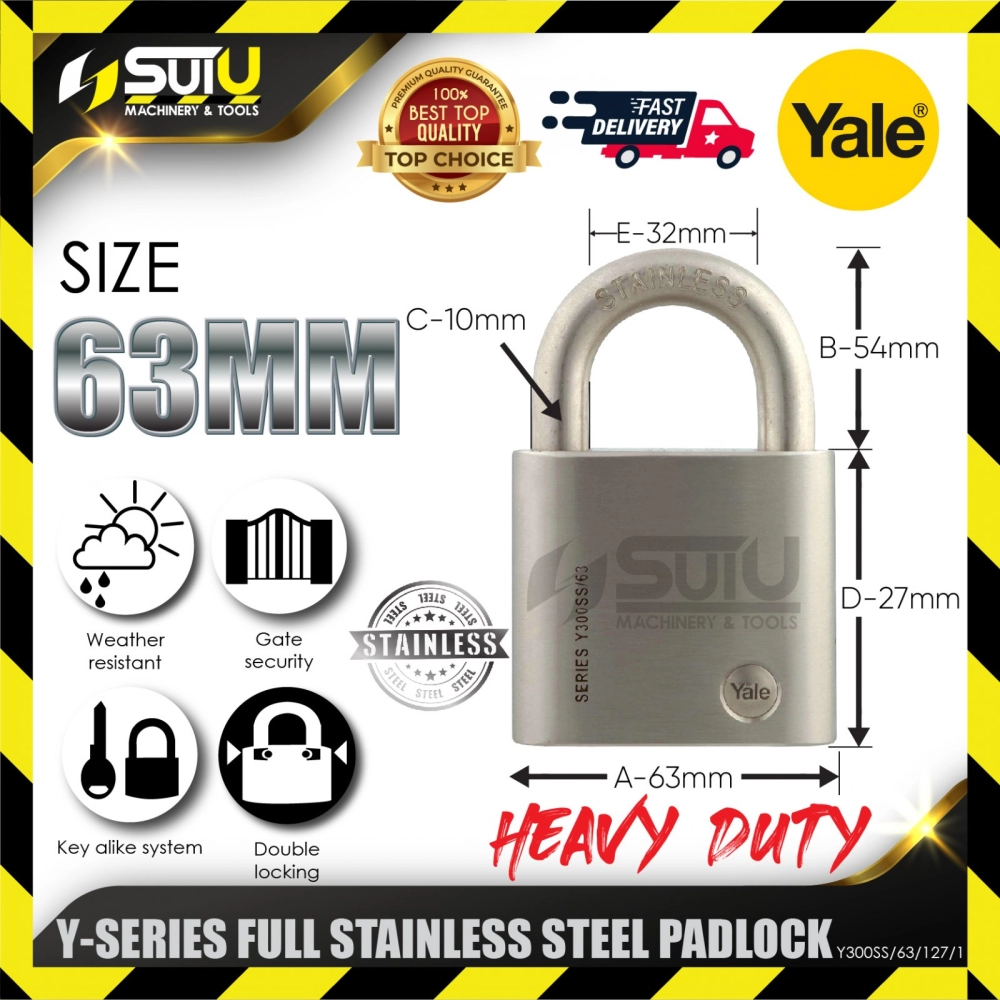 YALE Y300SS/63/127/1 1PCS 63MM Y-Series Full Stainless Steel Padlock