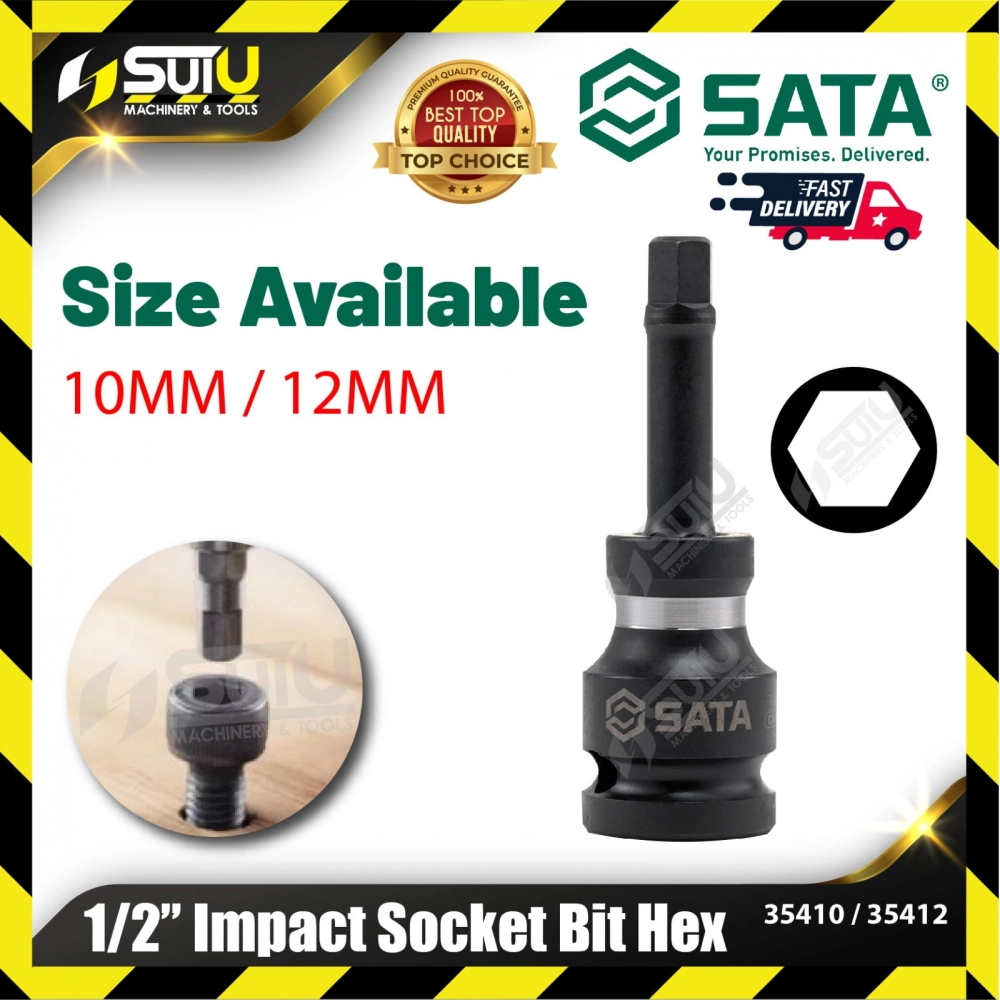 SATA 35410 / 35412 1PCS 10MM / 12MM 1/2" Impact Socket Bit Hex