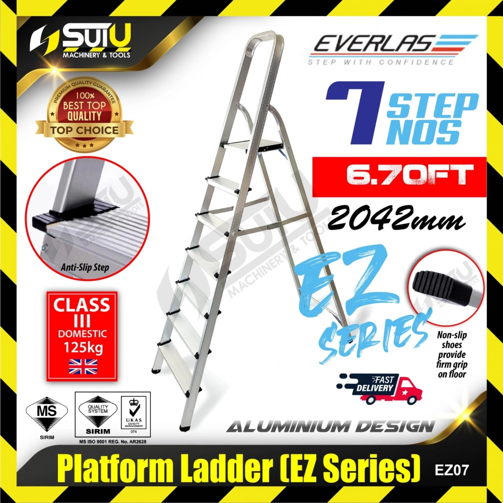 EVERLAS EZ07 7 Steps 2042MM EZ-Series Aluminum Platform Ladder