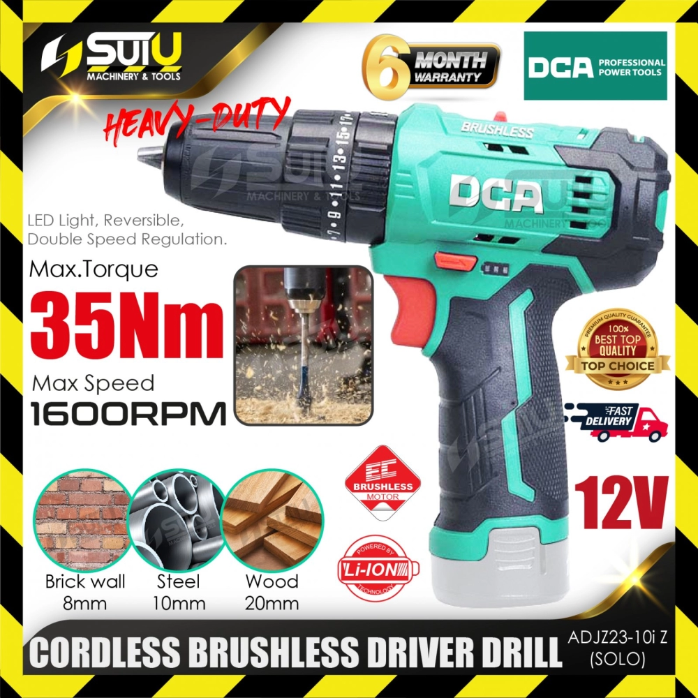 DCA ADJZ23-10I / ADJZ23-10IZ 12V 35NM Brushless Cordless Driver Drill / Hammer Drill (SOLO - No Battery & charger) 