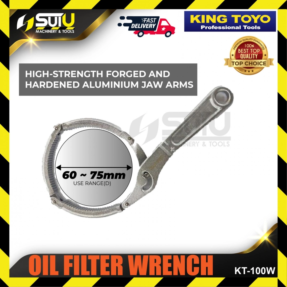 KING TOYO KT-100W / KT-100W / KT 100W 60 - 75MM Professional Tools Oil Filter Wrench