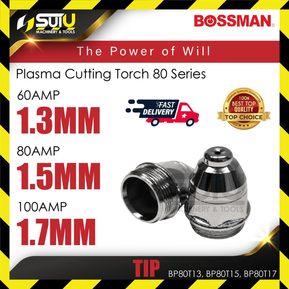 BOSSMAN BP80T13 / BP80T15 / BP80T17 1.3MM/1.5MM/1.7MM Tip for Plasma Cutting Torch 80 Series 60/80/100AMP