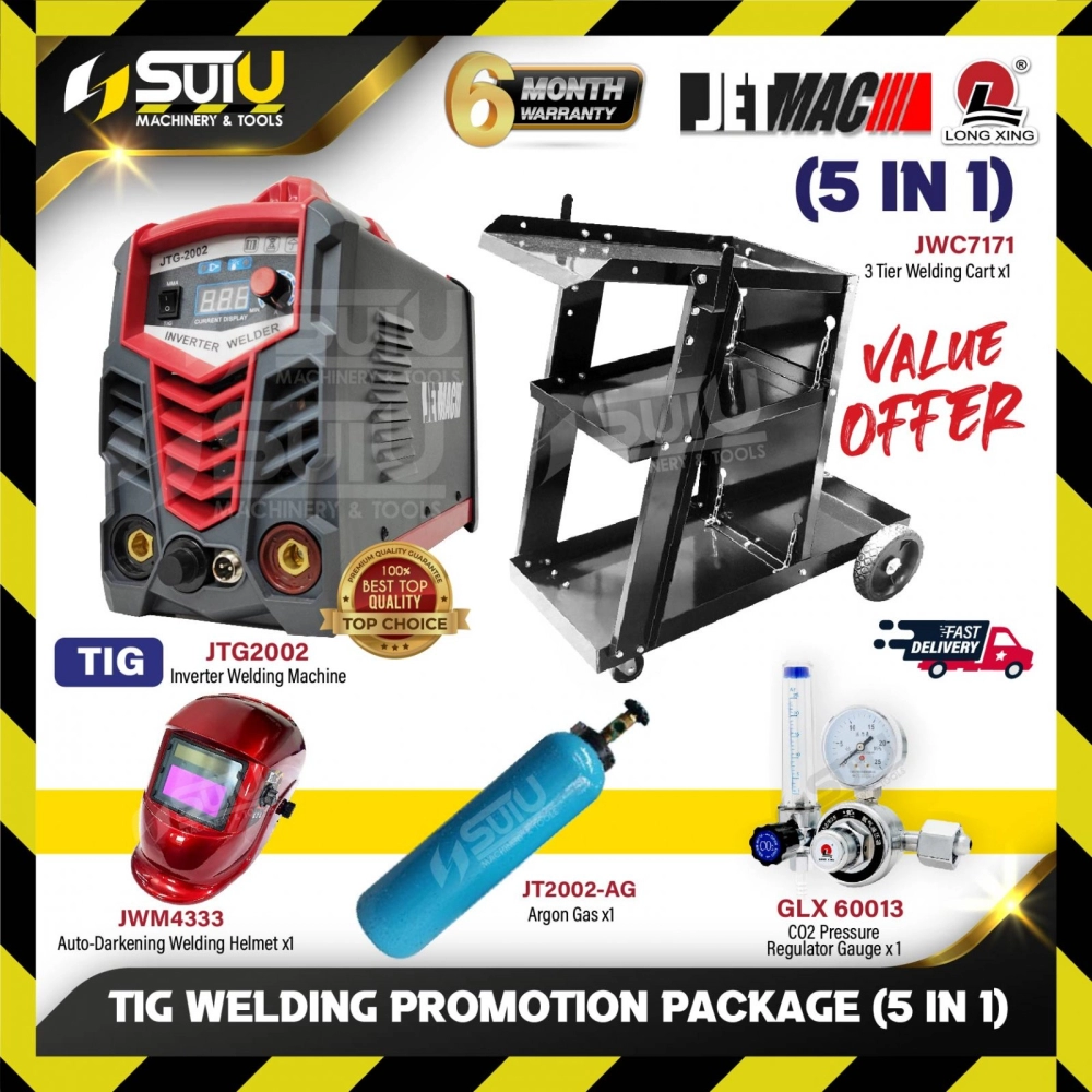 JETMAC 5IN1 TIG Welding Promotion Package (JTG2002 + JWC7171 + JWM4333 + GLX60013 + JT2002-AG)