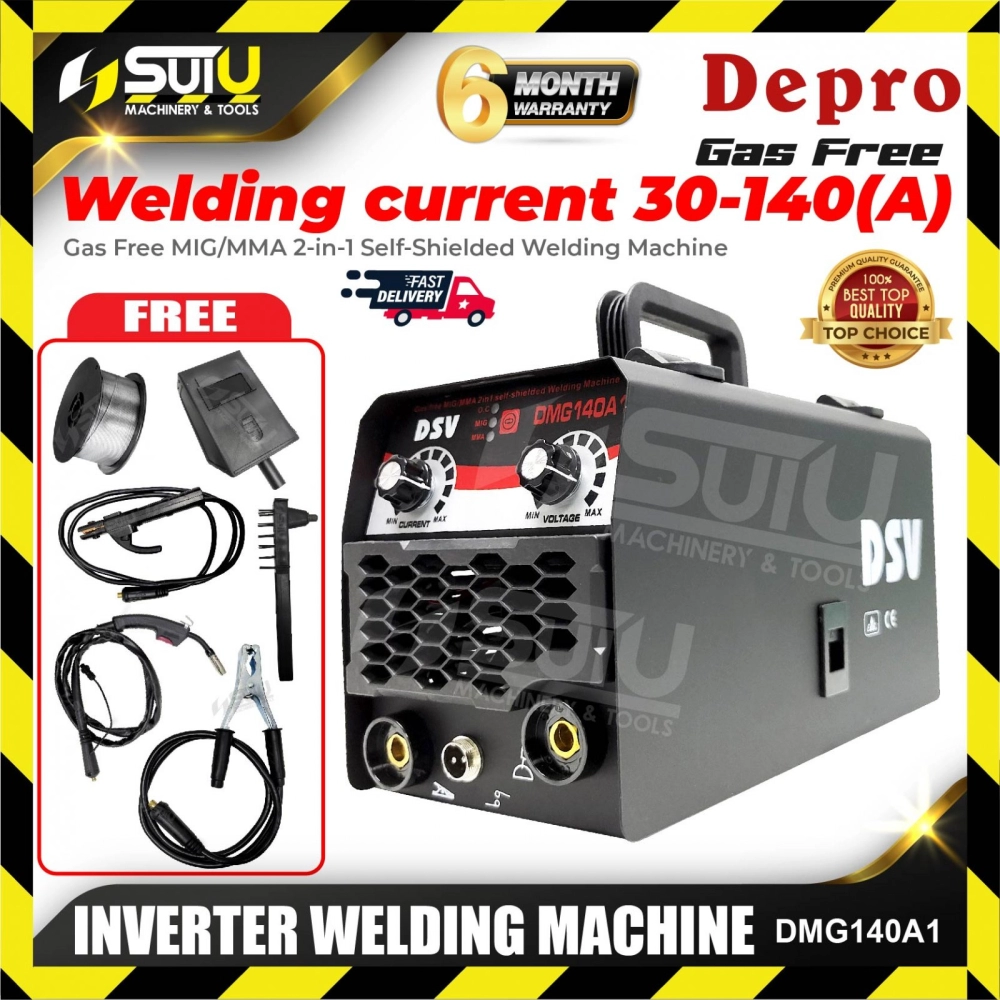 DEPRO / DSV DMG140A1 / AMG140 Gasless MIG / MMA 2IN1 Inverter Welding Machine w/ Accessories