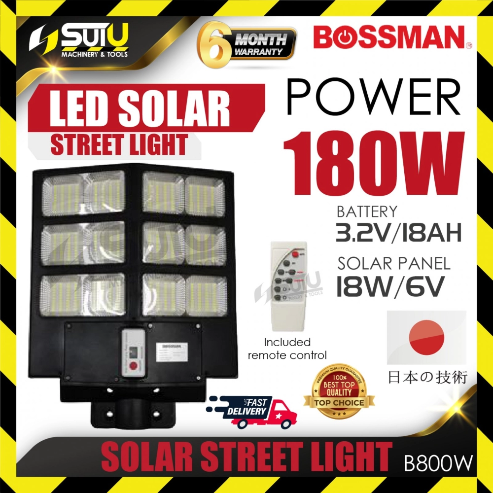 BOSSMAN B800W LED Solar Street Light with Remote Control 180W