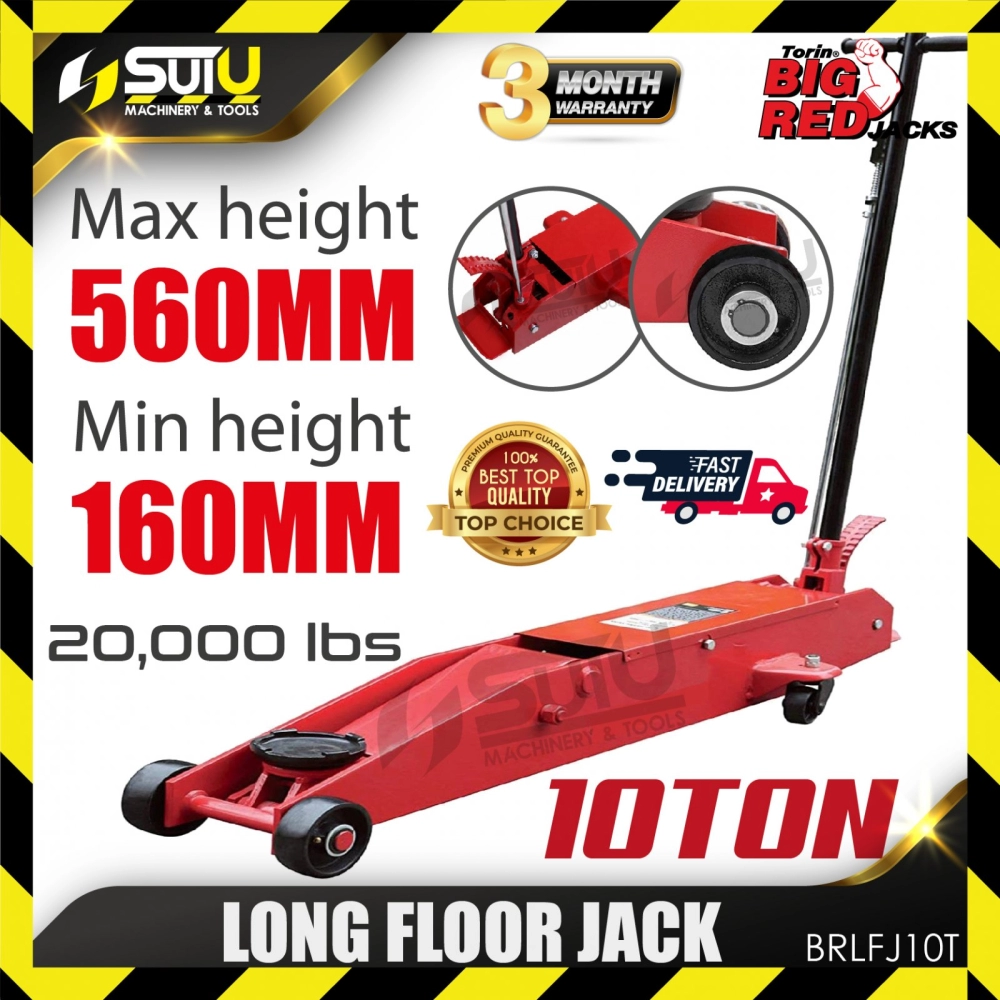 BIGRED BRLFJ10T 10Ton / 10 Ton Long Floor Jack (Red)