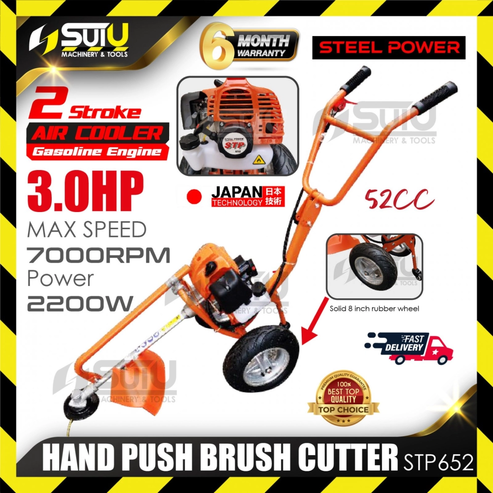 STEEL POWER STP652 / STP 652 52CC 3HP 2-Stroke Gasoline Engine Hand Push Brush Cutter 2.2kW