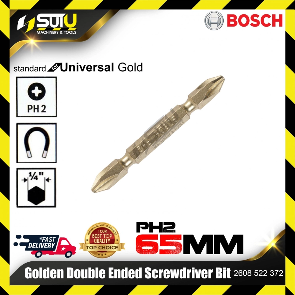 BOSCH 2608522372 5/10PCS Golden Double Ended Screwdriver Bit (PH2 x 65mm)