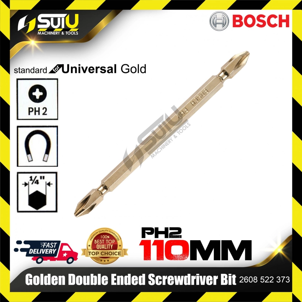 BOSCH 2608522373 5/10PCS Golden Double Ended Screwdriver Bit (PH2 x 110mm)