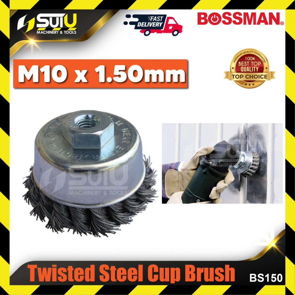 BOSSMAN BS150 M10 x 1.5MM Twisted Steel Cup Brush