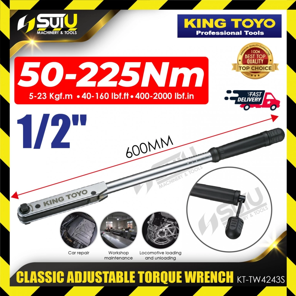KING TOYO KT-TW4243S 1/2" 50-225NM Classic Adjustable Torque Wrench