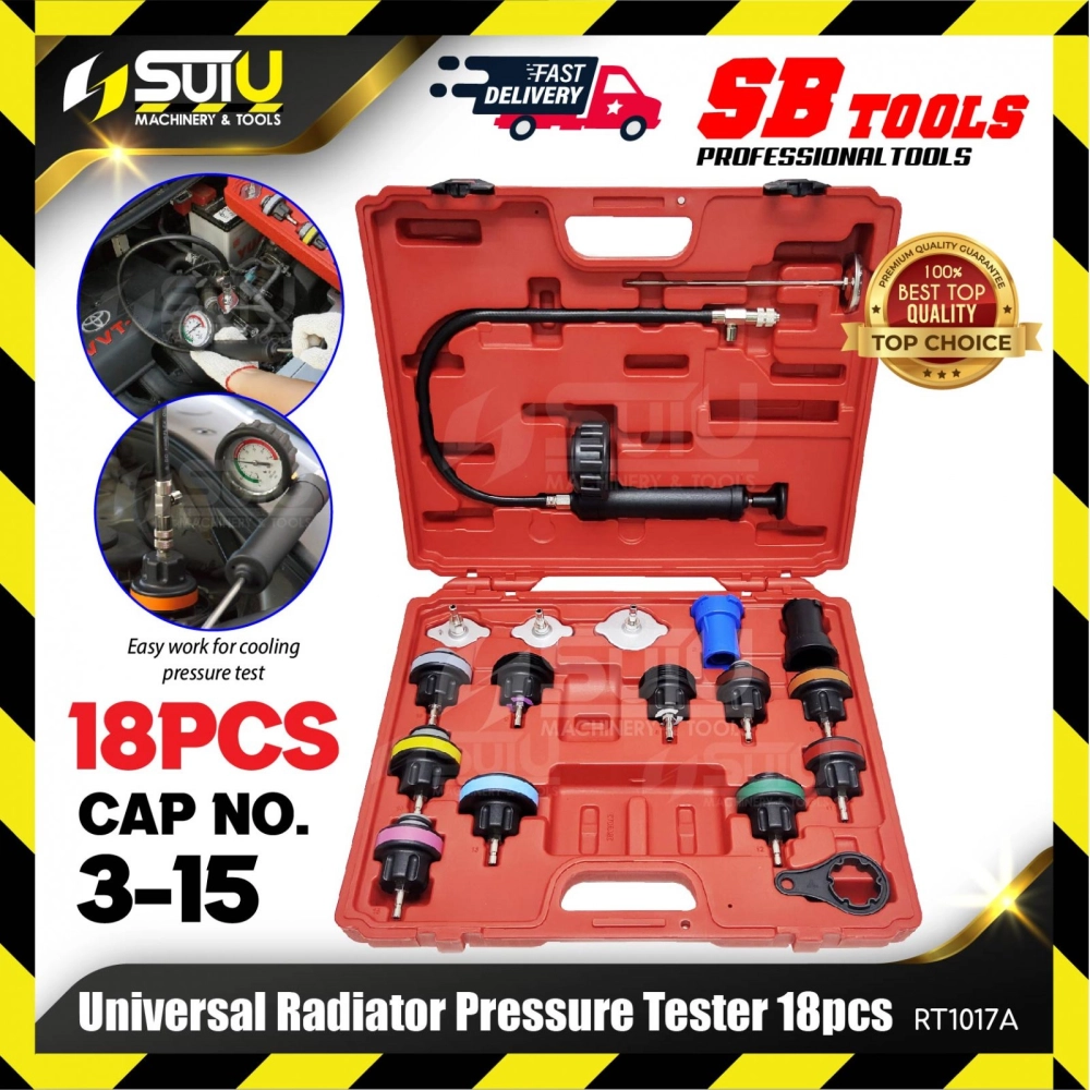 SB TOOLS RT1017A 18PCS Universal Radiator Pressure Tester