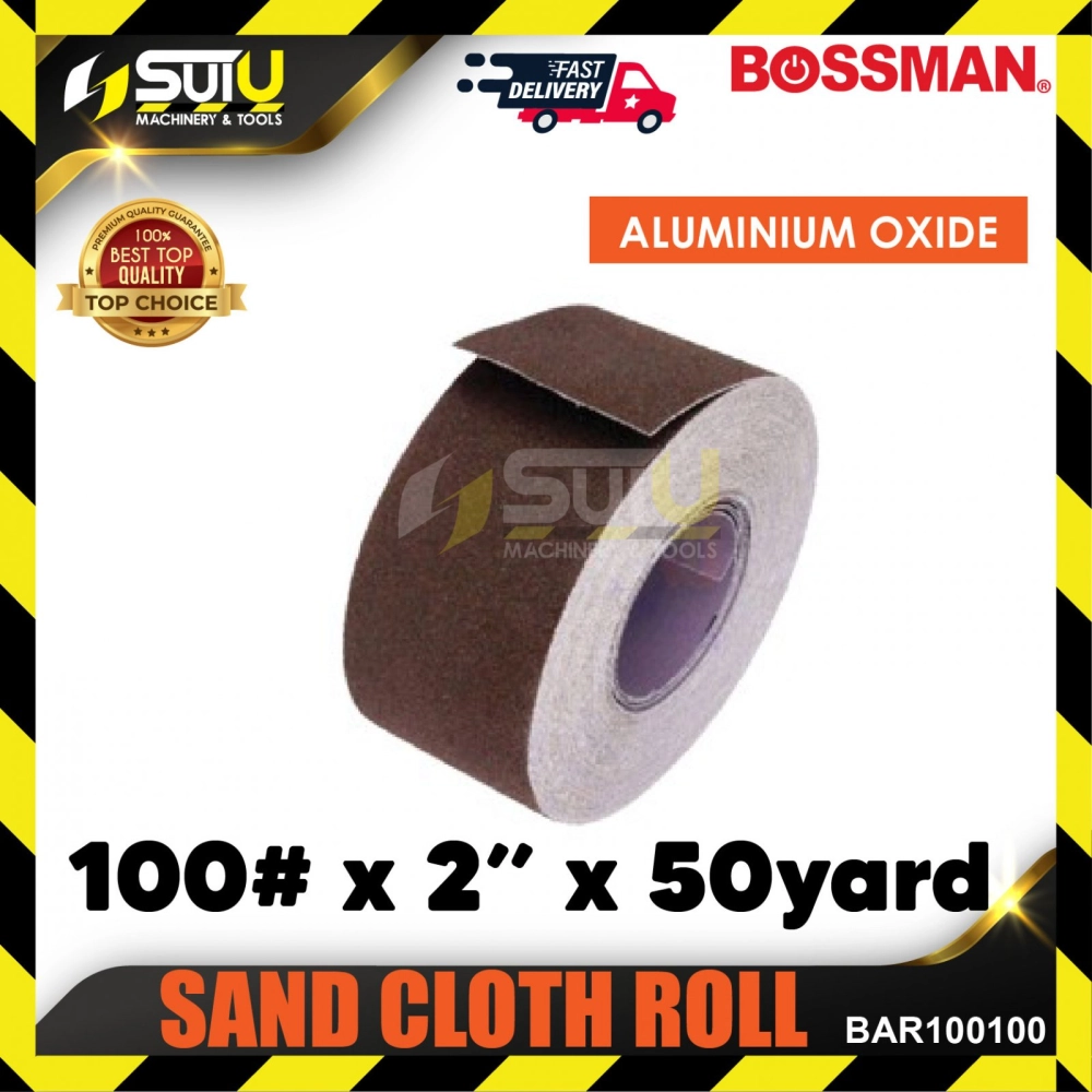 BOSSMAN BAR100100 100# x 2" x 50Yard Sand Cloth Roll (Aluminium Oxide)