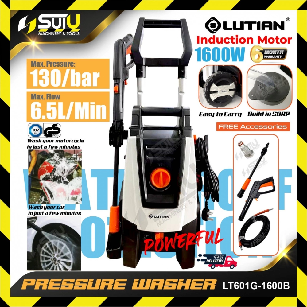 LUTIAN LT601G-1600B 130Bar High Pressure Washer / Cleaner 1600W w/ Free Accessories (Induction Motor)