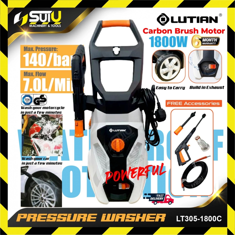 LUTIAN LT305-1800C / LT305-1800 140Bar High Pressure Washer / Cleaner 1800W with Accessories