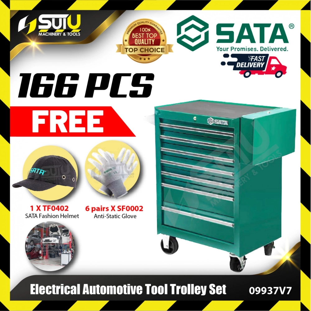 SATA 09937V7 166PCS Electrical Automotive Tool Trolley Set