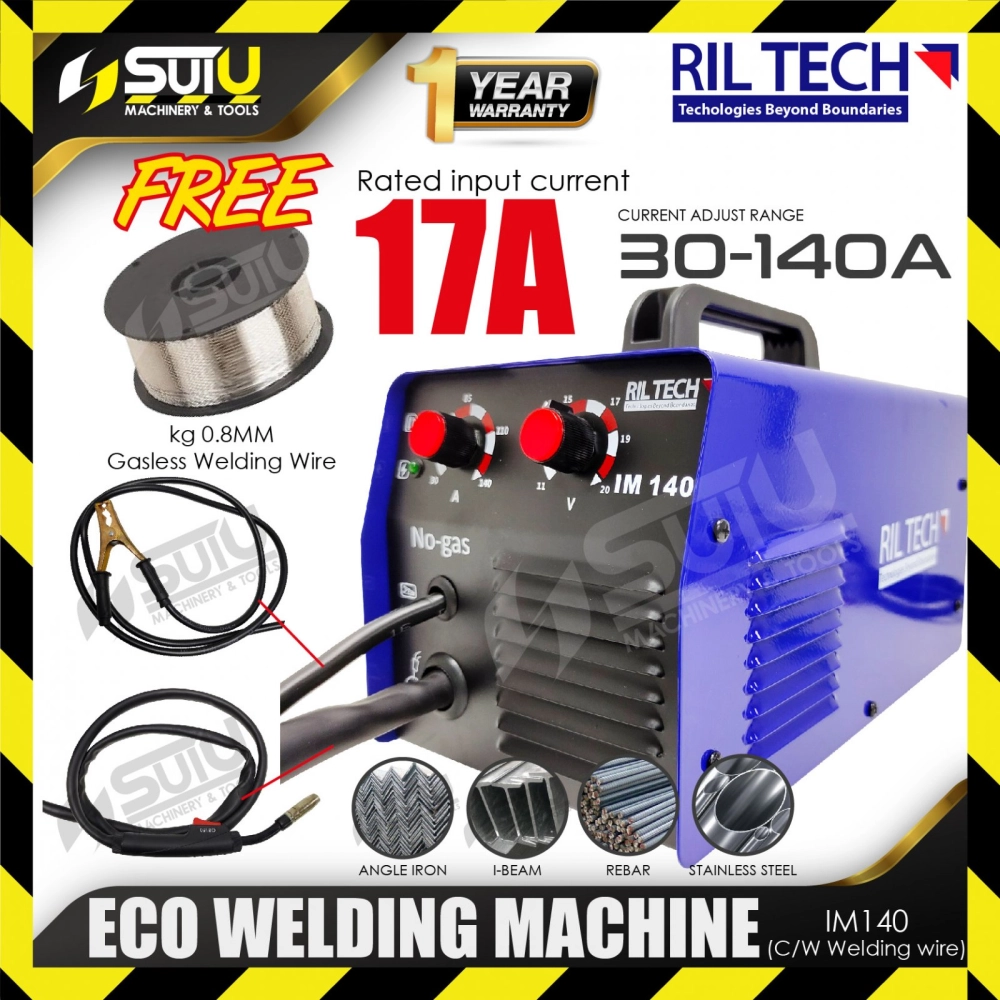 RILTECH IM140 Gasless MIG ECO Welding Machine + Free 1 Roll 0.8MM 1KG Gasless Wire