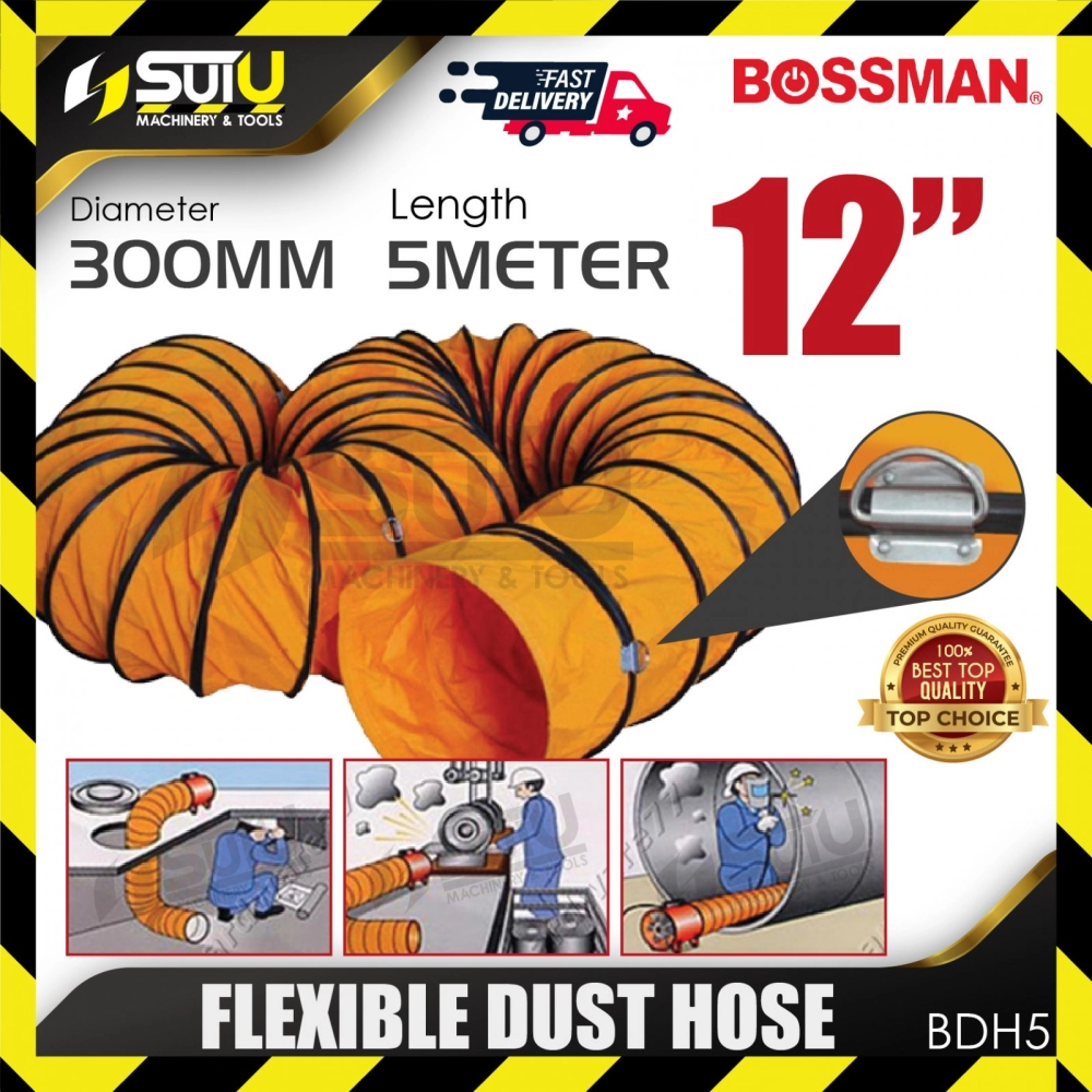 BOSSMAN BDH5 12" / 300MM x 5 Meter Flexible Dust Hose