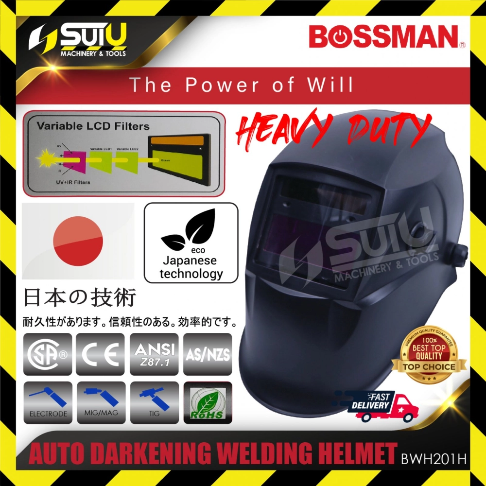 BOSSMAN BWH201H Auto Darkening Welding Helmet (Black)