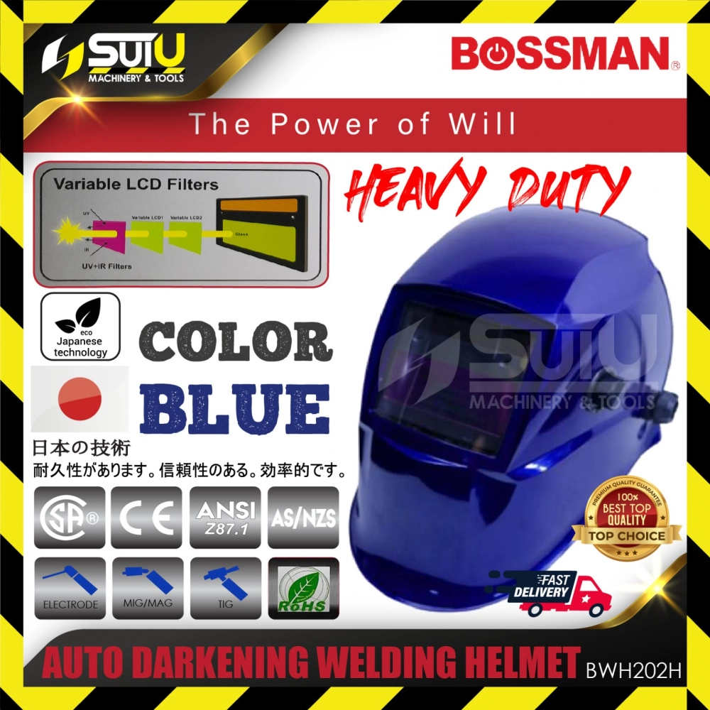 BOSSMAN BWH202H Auto Darkening Welding Helmet (Blue)