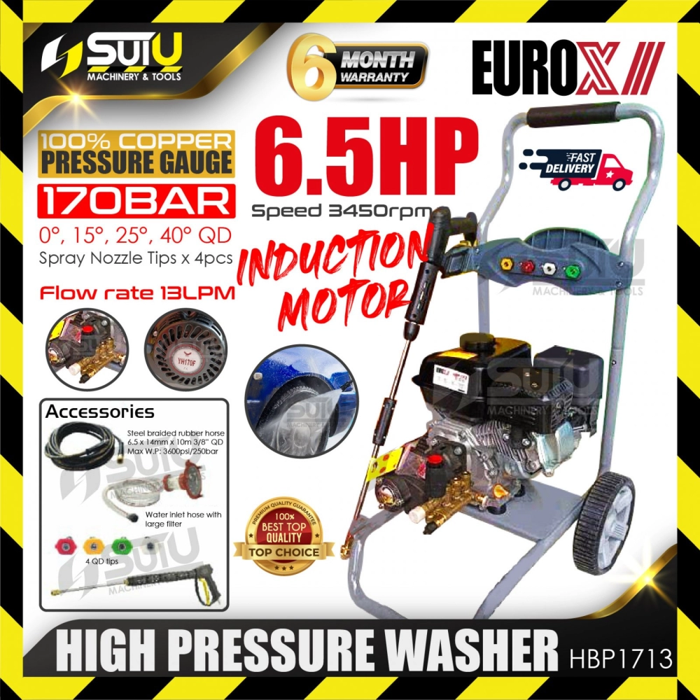 EUROX HBP1713 6.5HP 170Bar High Pressure Washer / Pencuci Tekanan Tinggi 3450RPM w/ Accessories
