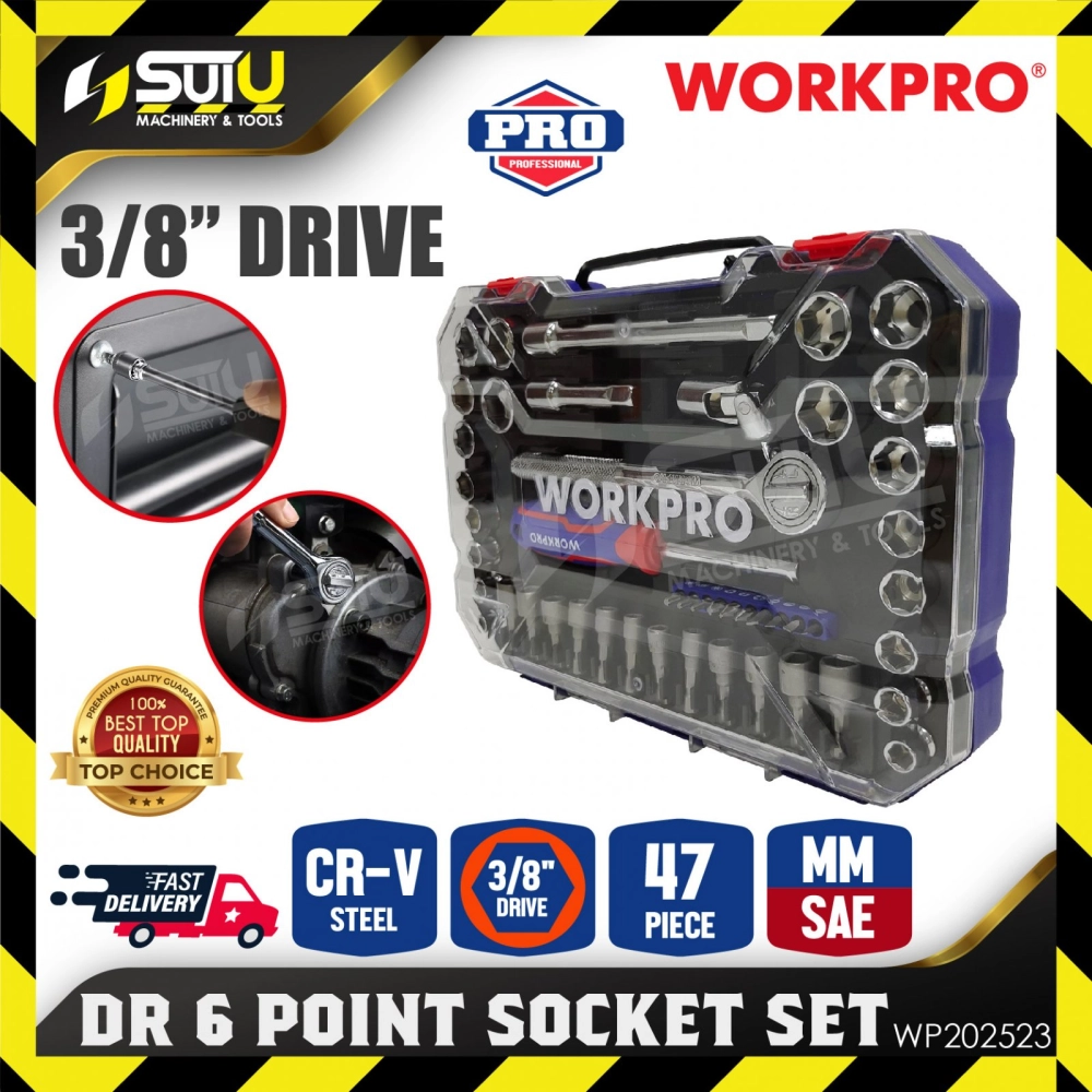 WORKPRO WP202523 47PCS 3/8" Dr. 6 Point Socket Set