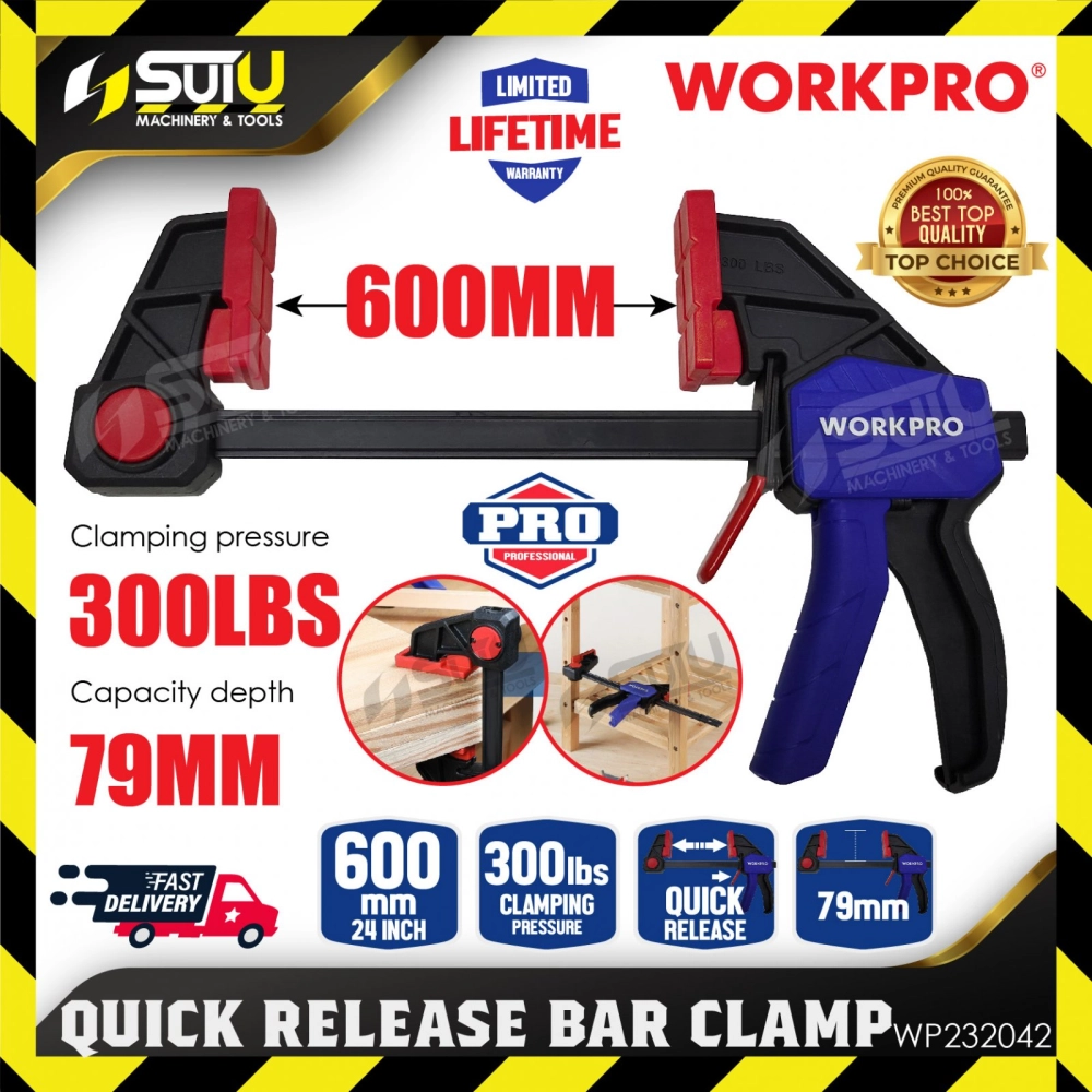 WORKPRO WP232042 24"/600MM Heavy Duty Quick Release Bar Clamp 300LBS