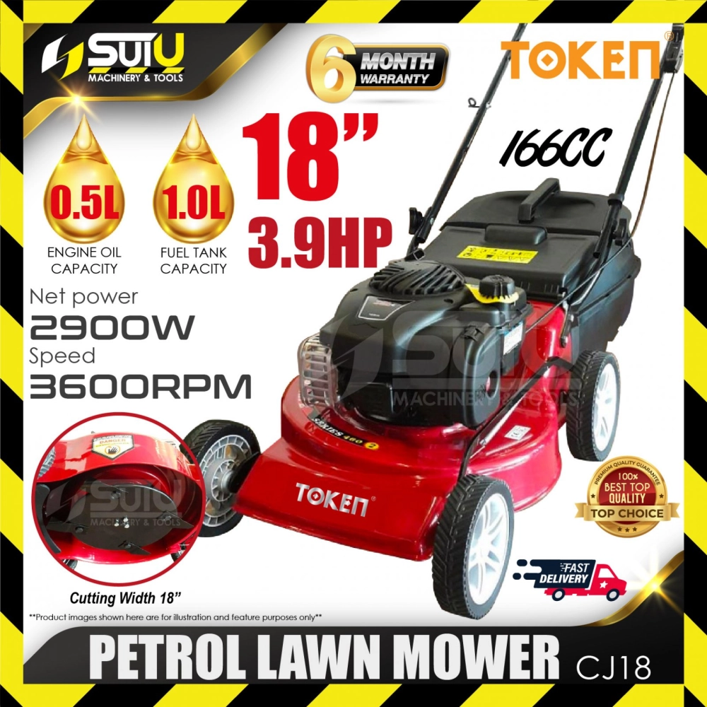 TOKEN CJ18 / CJ18TSYHL60 166CC 18" Petrol Lawn Mower 2900W 3600RPM