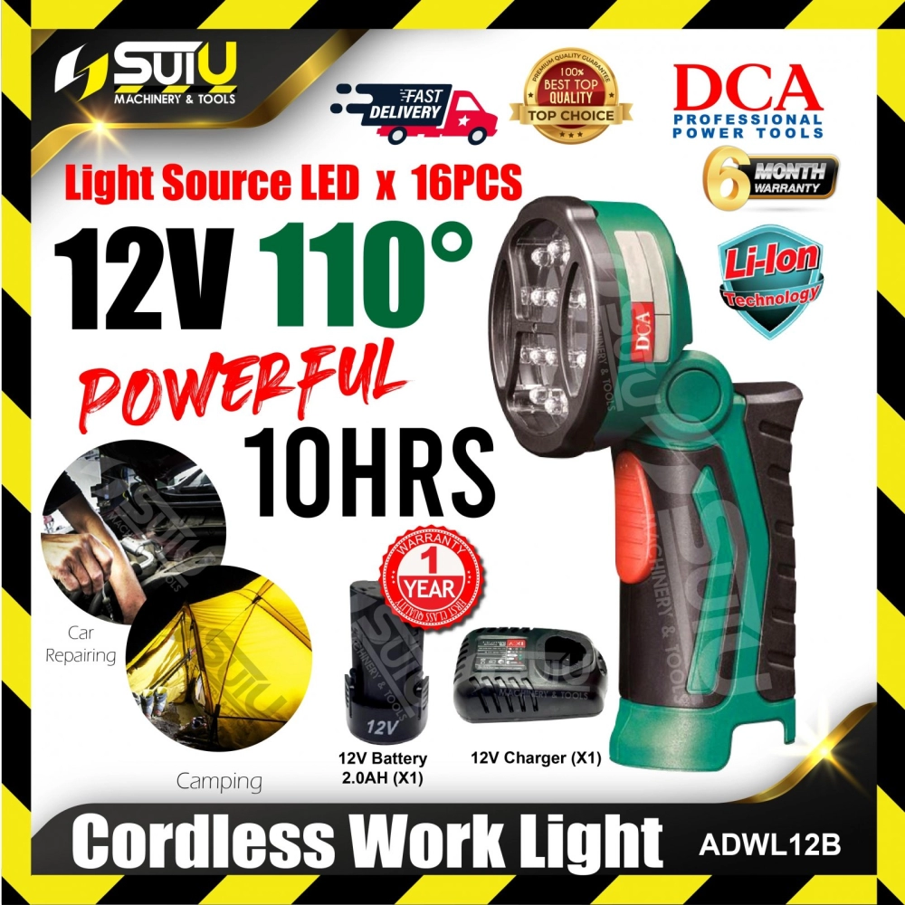 DCA ADWL12C 12V Cordless Working Lamp w/ 1 x Battery 2.0Ah + Charger