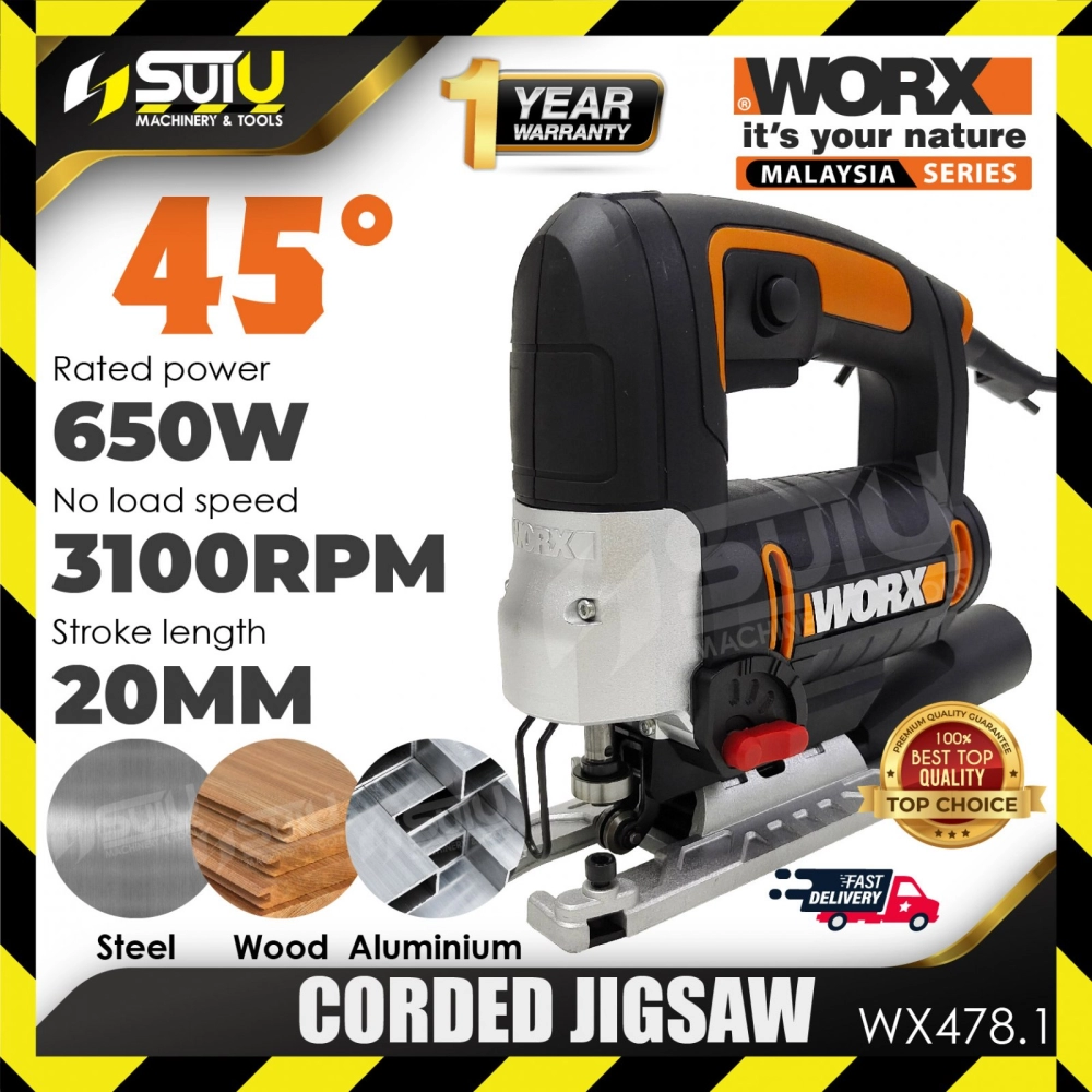 WORX WX478.1 20MM Corded Jigsaw 650W 3100RPM