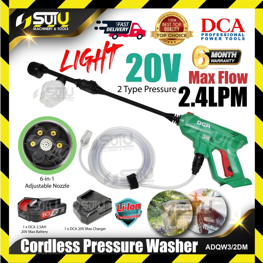 DCA ADQW3/2 / ADQW3/2DM 20V Cordless Pressure Washer / Pencuci Tekanan w/ 1 x Battery 2.5Ah + Charger