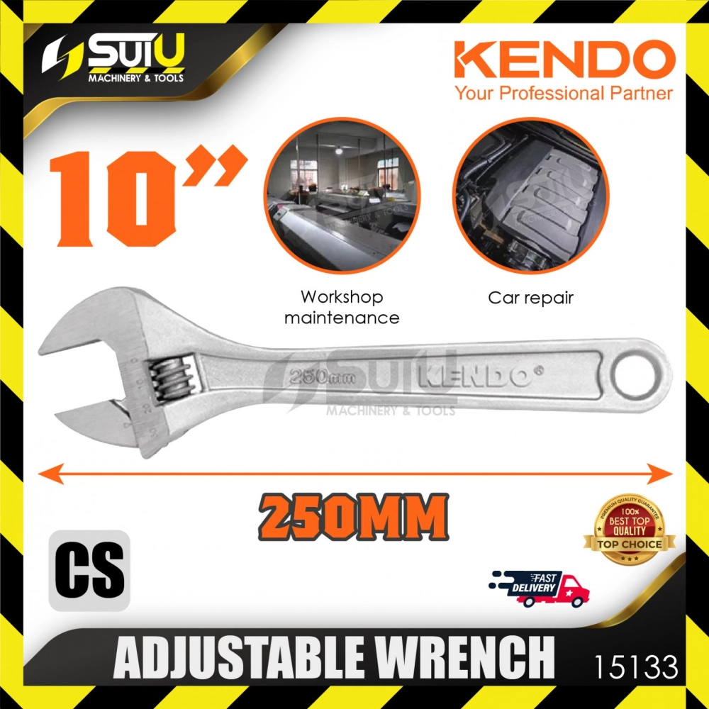 KENDO 15133 10" / 250MM Adjustable Wrench (Wide Opening)