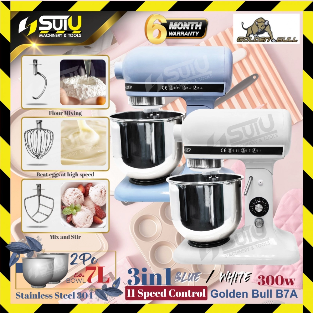 GOLDEN BULL B7 / B7-A / B7A Universal Planetary Food Mixer 7litre (Double Bowl)