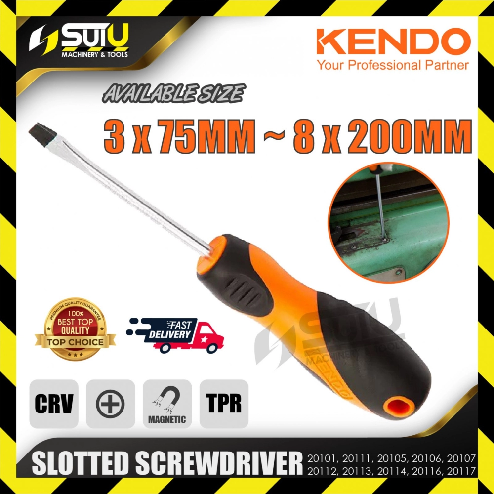 KENDO 20101 - 20117 3/5/6/8 x 75~200MM Slotted Screwdriver