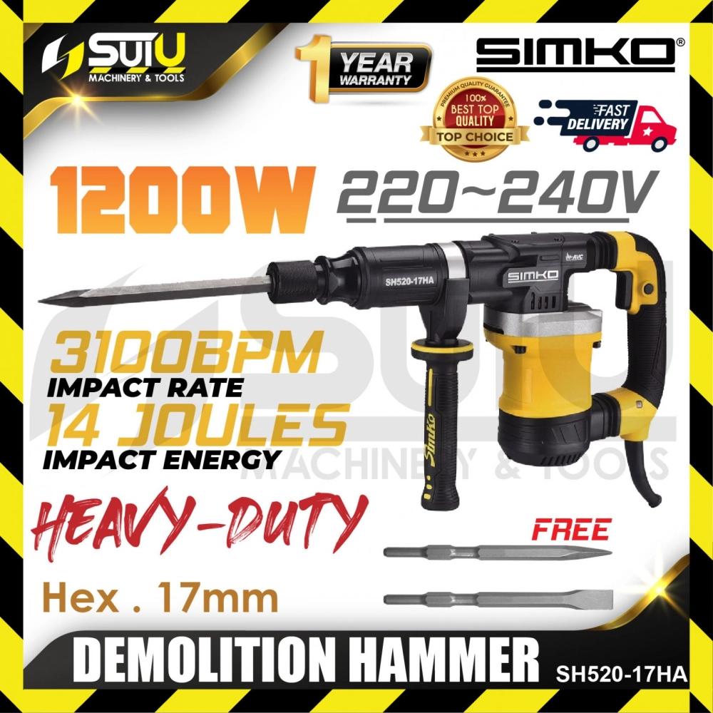 SIMKO SH520-17HA 14J Demolition Hammer 1200W 3100BPM