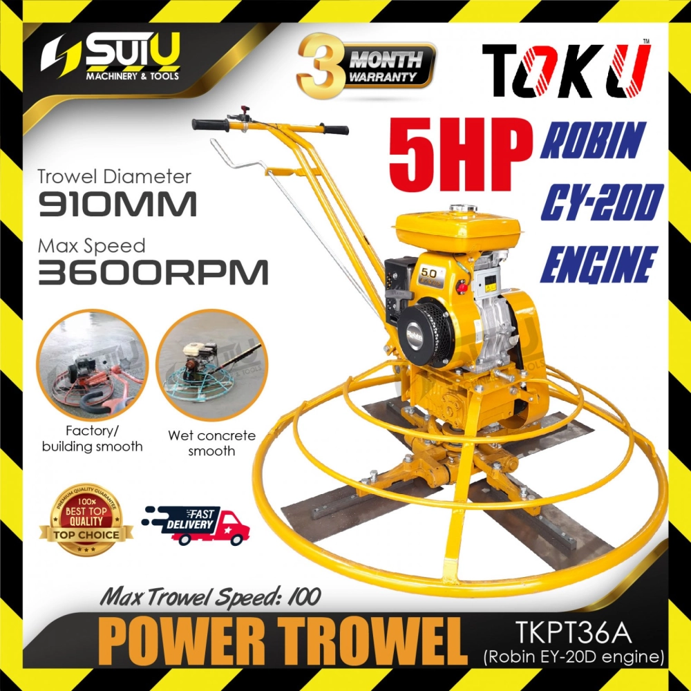 TOKU TKPT-36A / TKPT36A 36" 5HP 4-Stroke Gasoline Power Trowel 3600RPM with Robin EY-20D